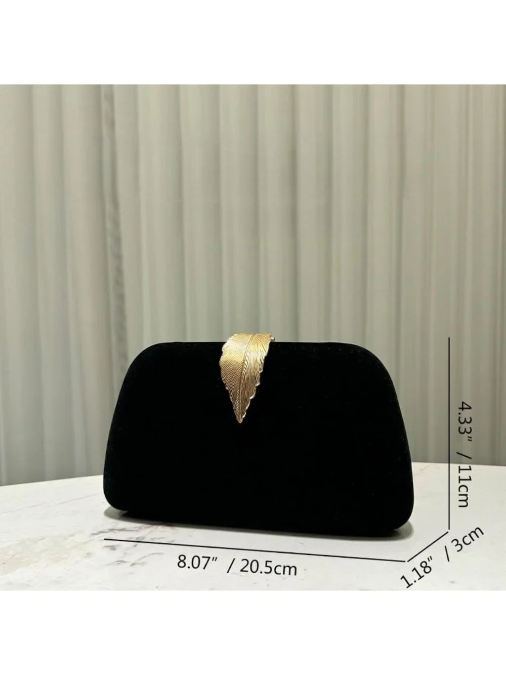👜Women's Blue Banquet Bag Dinner Elegant Clutch With Metallic Leaves Clasp